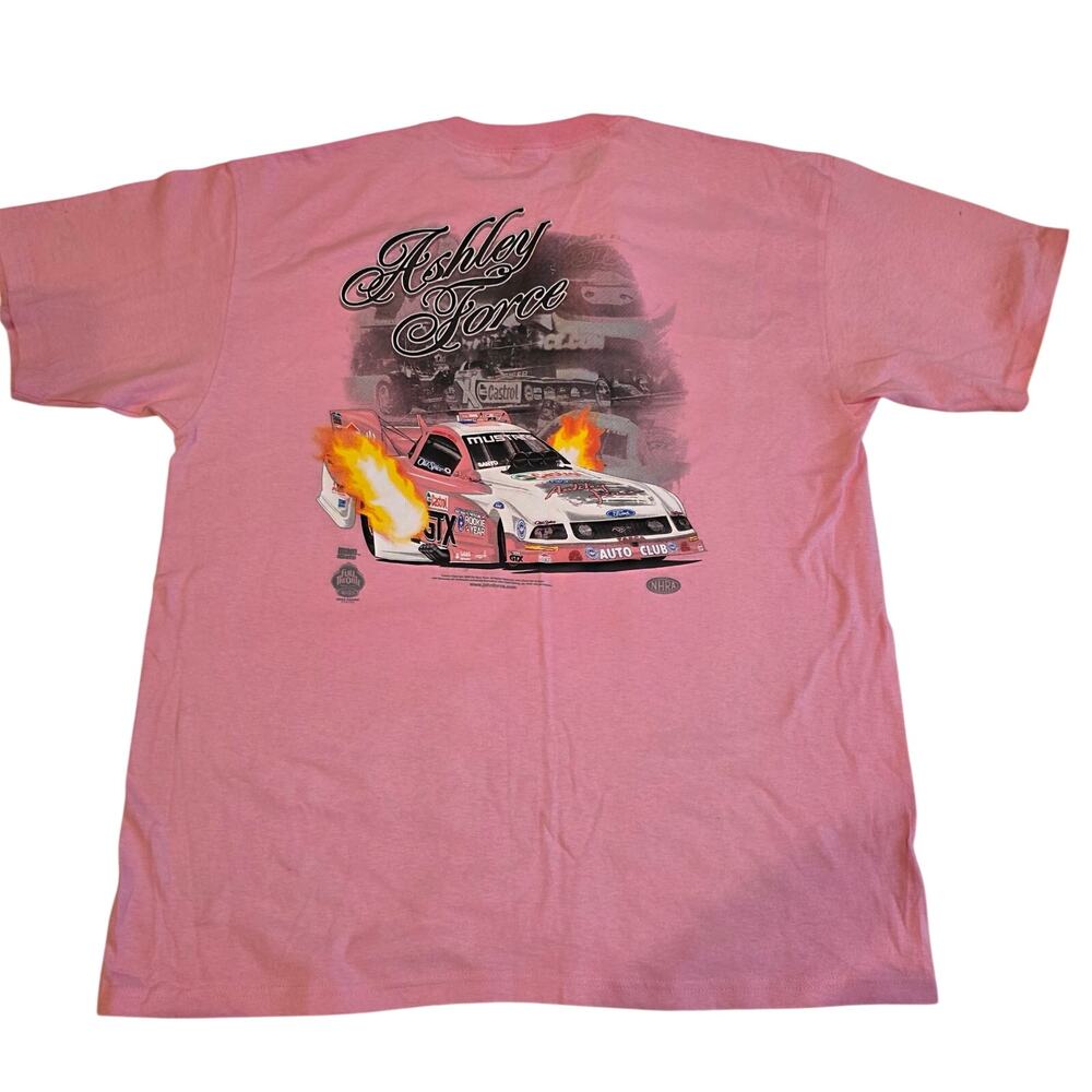 Y2K Vintage 2008 Ashley Force NHRA Racing T-Shirt Pink XL Anvil‎